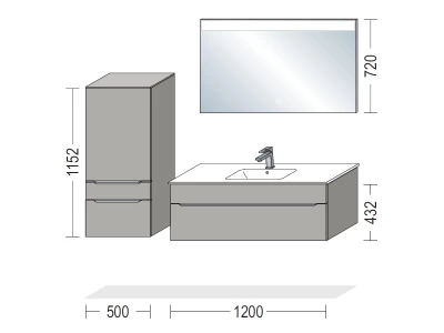 BSET120-005 fürdőszoba bútor - Festett