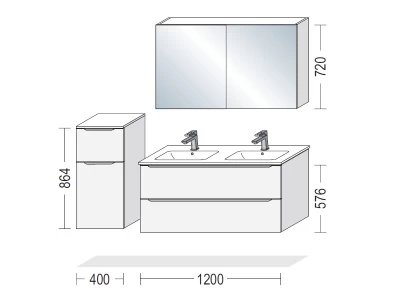 BSET120-007 fürdőszoba bútor - Festett