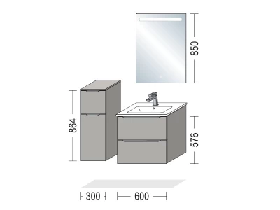 BSET60-001 fürdőszoba bútor - Festett