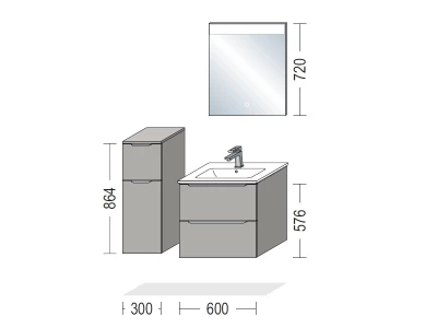 BSET60-004 fürdőszoba bútor - Festett