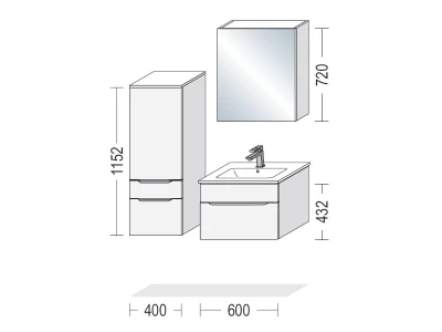 BSET60-005 fürdőszoba bútor - Festett