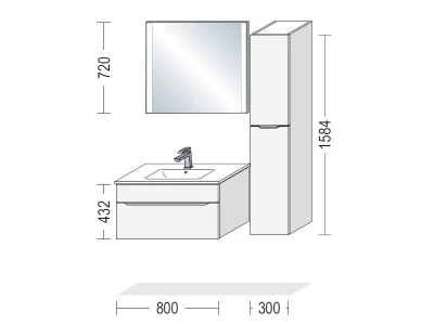 BSET80-006 fürdőszoba bútor - Festett