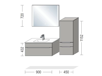 BSET90-001 fürdőszoba bútor - Prémium festett