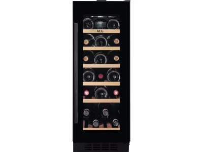AEG AWS4020B5B Beépíthető borhűtő, UV-szűrős ajtó, 6 kihúzható fa polc, LED világítás, 42dB, 20 palack, 82 cm 