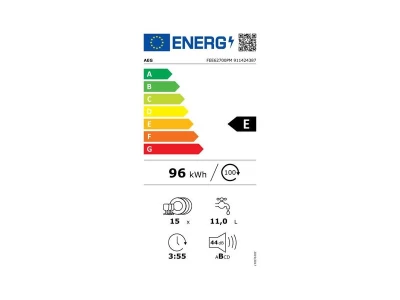 AEG FEE72706PM Beépíthető mosogatógép, MaxiFlex fiók, 15 teríték, AirDry, 9 program