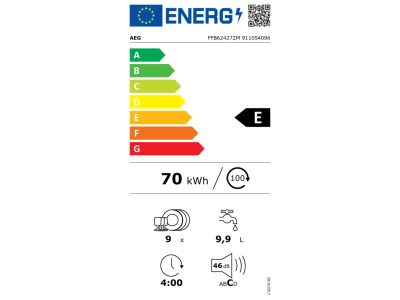 AEG FFB62427ZM Mosogatógép, 9 teríték, AirDry, 9 program