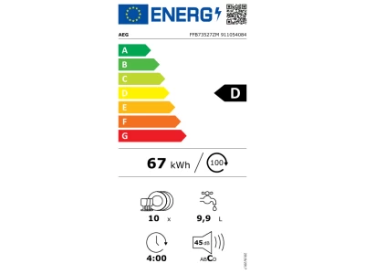 AEG FFB73527ZM Mosogatógép, MaxiFlex fiók, 10 teríték, AirDry, 9 program