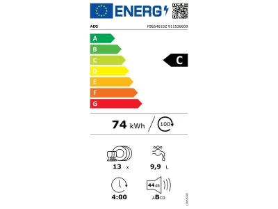 AEG FSE64610Z Beépíthető mosogatógép, 13 teríték, Quickselect kezelőpanel, AirDry, 7 program