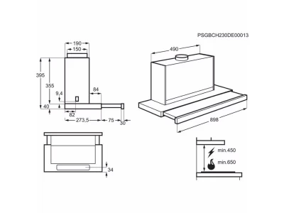 AEG GDP869PB Teleszkópos páraelszívó, Perfect Illumination, Hob2Hood, Breeze, SilenceTech, 3+ fokozat, 90 cm