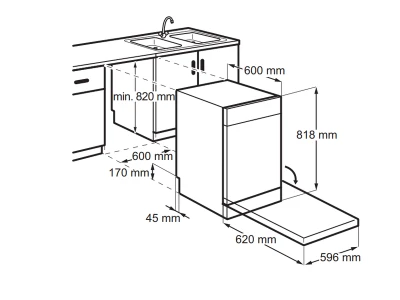 AEG GF6200C2SNW Szabadonálló mosogatógép, LED kijelző, EasyFlex fiók, 14 teríték