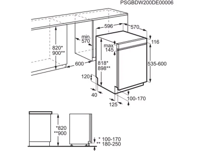 AEG GT6200B2SNM Beépíthető mosogatógép, EasyFlex fiók, 14 teríték