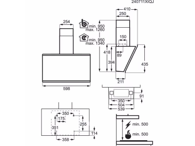 AEG GV77D61SB Kürtős páraelszívó, SilenceTech, Hod2Hood, Breeze, 3+2 fokozat, 60 cm