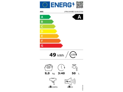 AEG LFR61944BE ProSense elöltöltős mosógép, 9 kg, 1400 f/p., A