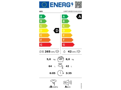 AEG LWR71842B ProSteam mosó-szárítógép, 8/5 kg, 1400 f/p., gőzprogram
