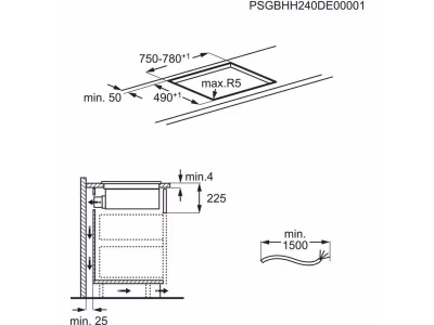 AEG TH84CC23CZ Beépíthető indukciós főzőlap beépített páraelszívóval, SaphirMatt® üvegfelület, Bridge, Hob2Hood, Breeze, 80 cm