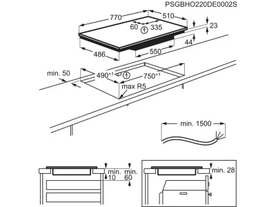 AEG TH85IH50IB SensePro beépíthető indukciós főzőlap, maghőmérő, Hob2Hood, FlexiBridge funkció, 80 cm