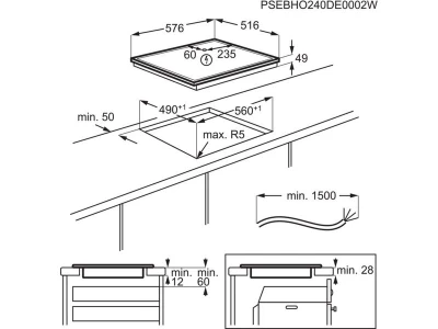 AEG TN64IA00XB Beépíthető indukciós főzőlap, Hob2Hood, 60 cm