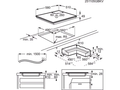 AEG TO64IA00IB Beépíthető indukciós főzőlap, SlimFit, Hob2Hood®, 60 cm
