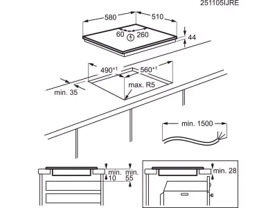 AEG TO64IA00IB Beépíthető indukciós főzőlap, SlimFit, Hob2Hood®, 60 cm