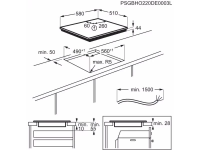 AEG TO64IB00IB Beépíthető indukciós főzőlap, Bridge, Hob2Hood, 60 cm