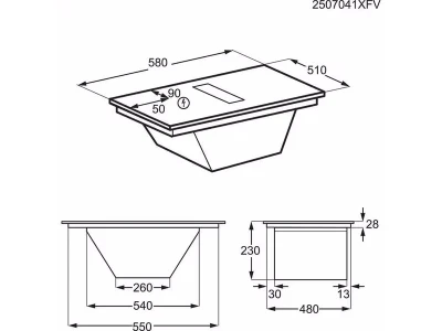AEG TT64CB00CB Beépíthető indukciós főzőlap beépített páraelszívóval, Hob2Hood, Bridge funkció, 60 cm