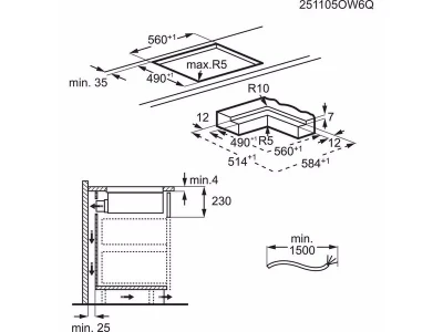 AEG TT64CB00CB Beépíthető indukciós főzőlap beépített páraelszívóval, Hob2Hood, Bridge funkció, 60 cm