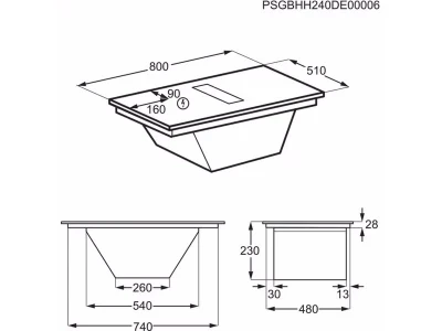 AEG TT84CB00CB Beépíthető indukciós főzőlap beépített páraelszívóval, Hob2Hood, Bridge funkció, 80 cm