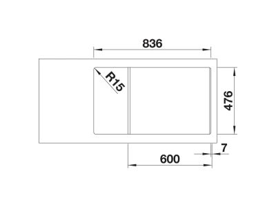 BLANCO ANDANO XL 6 S-IF Compact selyemfényű rozsdamentes acél mosogató, balos, lefolyó-távműködtetővel