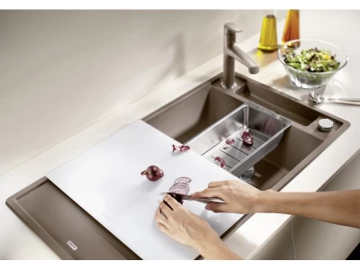 BLANCO AXIA III 5 S SILGRANIT mosogató, tartufo, üveg vágólappal, lefolyó-távműködtetővel