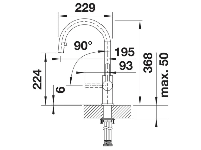 BLANCO CANDOR-S kihúzható fejes csaptelep, tömör szálcsiszolt rozsdamentes acél, ND