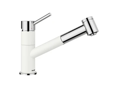 BLANCO KANO-S Vario kihúzható fejes csaptelep, fehér/króm, SILGRANIT-Look, HD