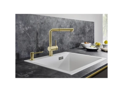 BLANCO LINUS-S kihúzható fejes csaptelep, satin platinum, HD