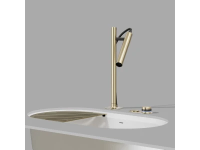 BLANCO LUNEOO-S kihúzható fejes csaptelep satin gold, HD
