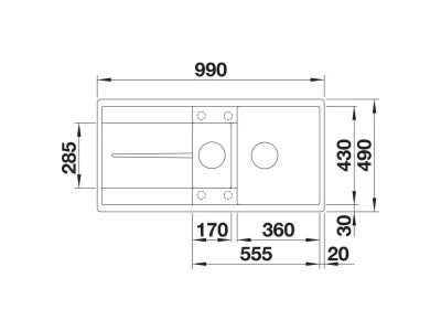 BLANCO METRA 6 S-F SILGRANIT mosogató, palaszürke, lefolyó-távműködtetővel