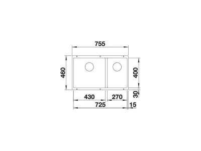 BLANCO SUBLINE 430/270-U fekete exc.n.