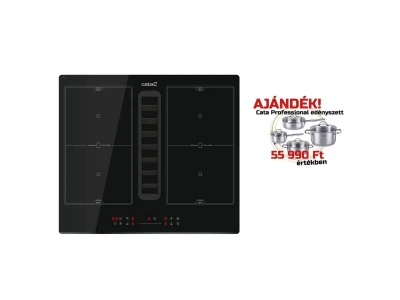 CATA - Beépíthető főzőlap kerámia indukciós, beépített elszívóval IAS-6024 + CATA Edényszett PROFESSIONAL