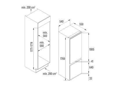 CATA - Beépíthető hűtőszekrény CI-54177 ST/D + Ajándék hűtőtáska