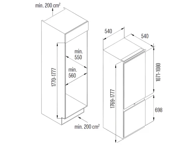 CATA - Beépíthető hűtőszekrény CI-54177 ST/D + Ajándék hűtőtáska