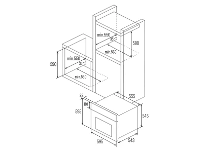 CATA - Beépíthető sütő MDS-8007 FB+AIR FRYER (tepsi H25-70-140-431) + Ajándék BEEF01/P pizzaszett