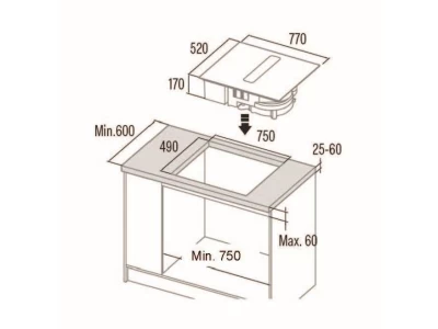 CATA - IAS-7024 FLOW-IN indukciós főzőlap beépített elszívóval
