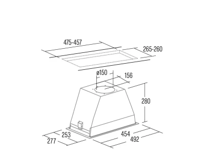 CATA - Páraelszívó GL-45 X/C LED inox