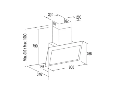CATA - Páraelszívó Thalassa PRO 900 GBK fehér hob to hood