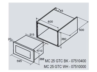 Cata - Beépíthető mikrohullámú sütő MC-25 GTC WH Can Roca