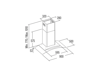 Cata - Páraelszívó Gamma Glass 900 GX/E inox LED
