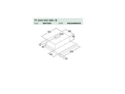 Cata - Páraelszívó TF-2003/60 LED BLACK GLASS
