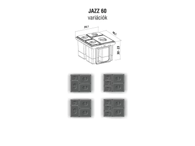 EKOTECH - Beépíthető hulladékgyűjtő JAZZ 60 - 3x15 liter+1x7 liter