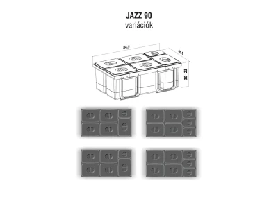 EKOTECH - Beépíthető hulladékgyűjtő JAZZ 90 - 4x12 liter+3x5 liter