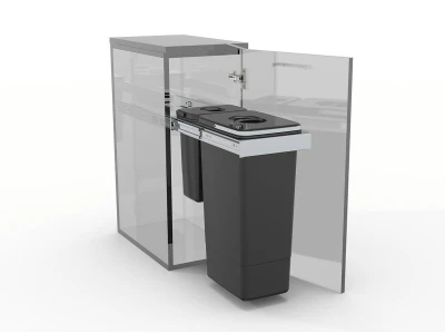 EKOTECH - Beépíthető hulladékgyűjtő SMART Inox 1x26 liter+1x7 liter lágyan záródó