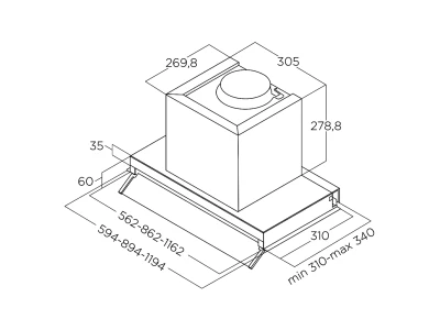 ELICA - Páraelszívó BOXIN LX/IX/A/90 + Kenyérpirító 1T20