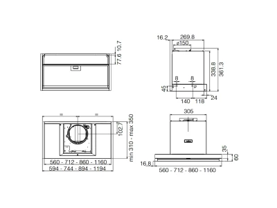 ELICA - Páraelszívó BOXIN PLUS IXGL/A/60 + Kenyérpirító 1T20
